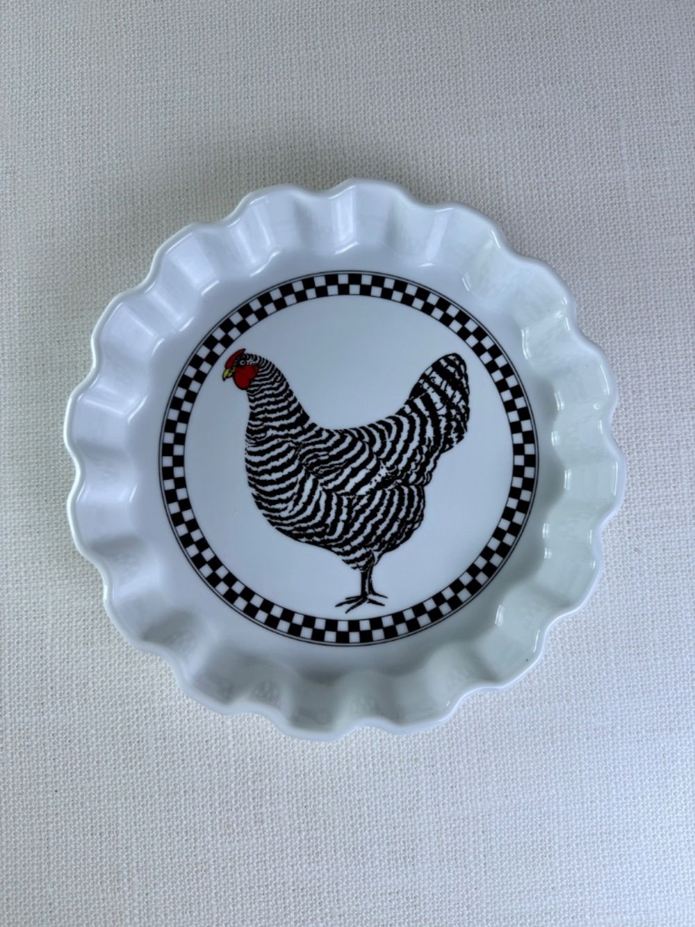 Department 56 "French Hens" Rooster Quiche Dish — Oven to Table Ceramic Bakeware - Picture 5 of 7
